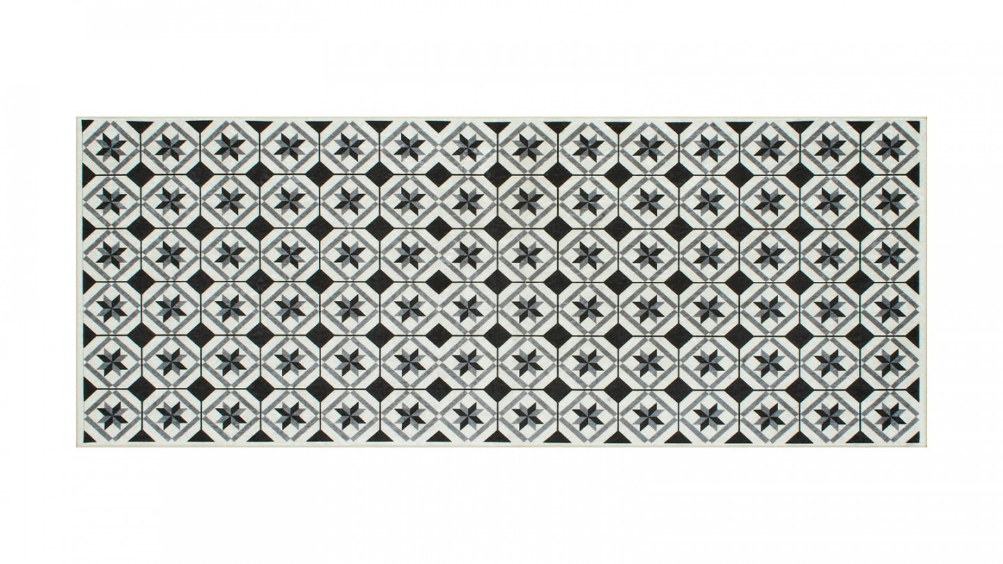 Tapis de cuisine carreaux de ciment Noir 70x180 - Uvita