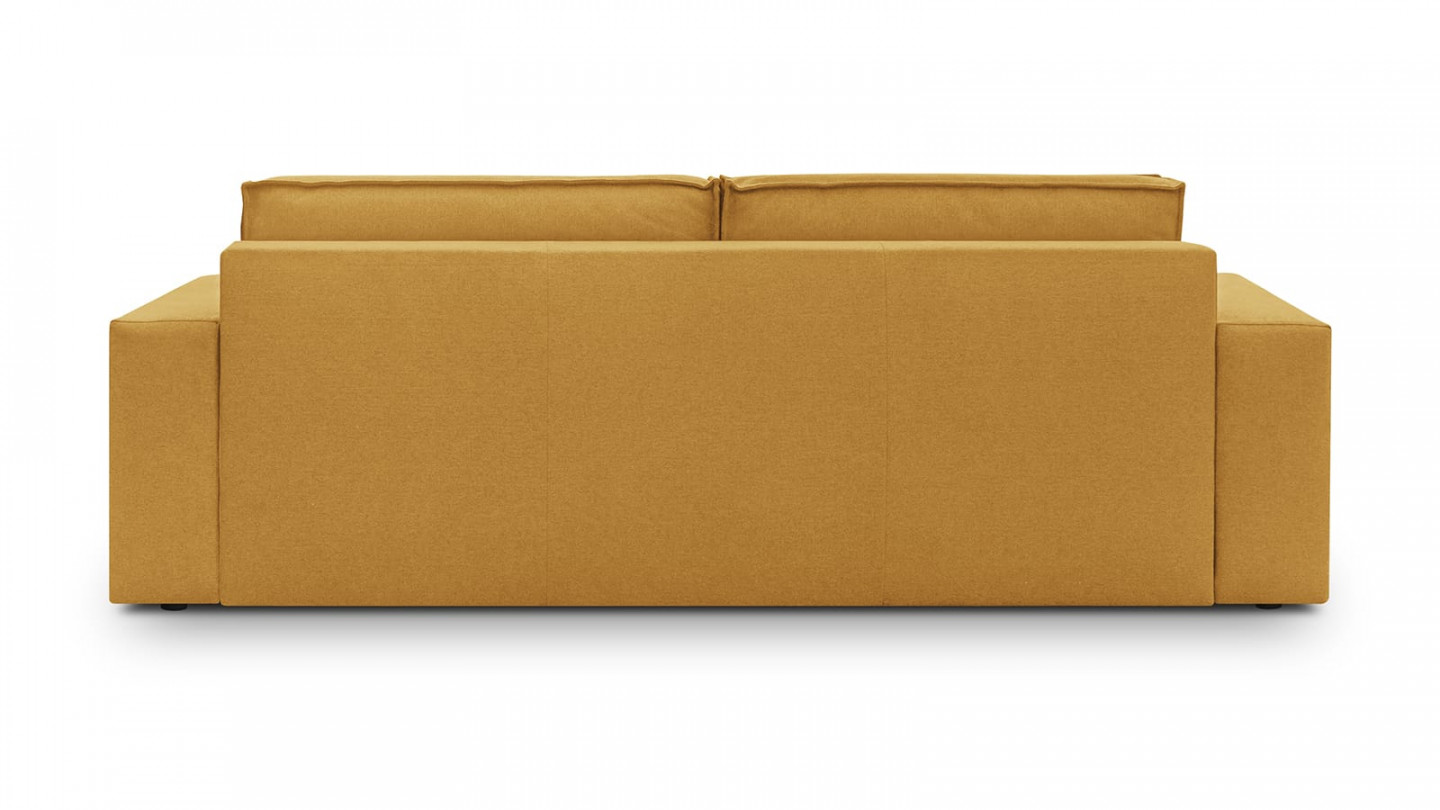 Canapé 3 places convertible avec coffre de rangement en tissu jaune moutarde - Harper New