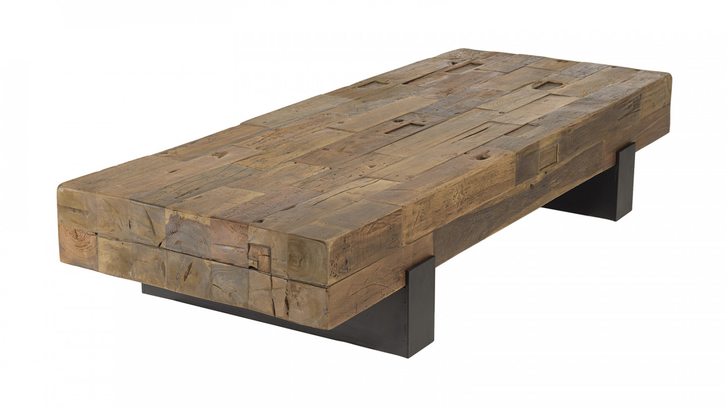 Table basse poutres bois massif MATHIS