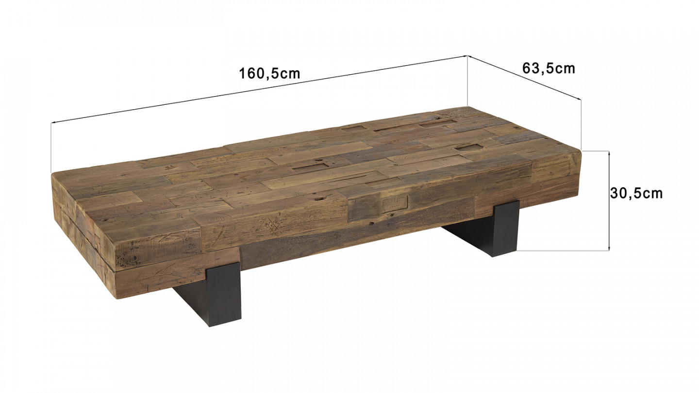 Table basse poutres bois massif MATHIS