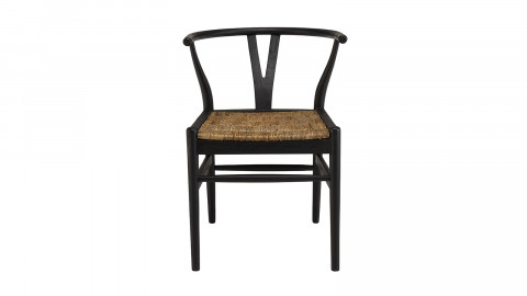 Chaise design noire en teck recyclé dossier arrondi - Sixtine
