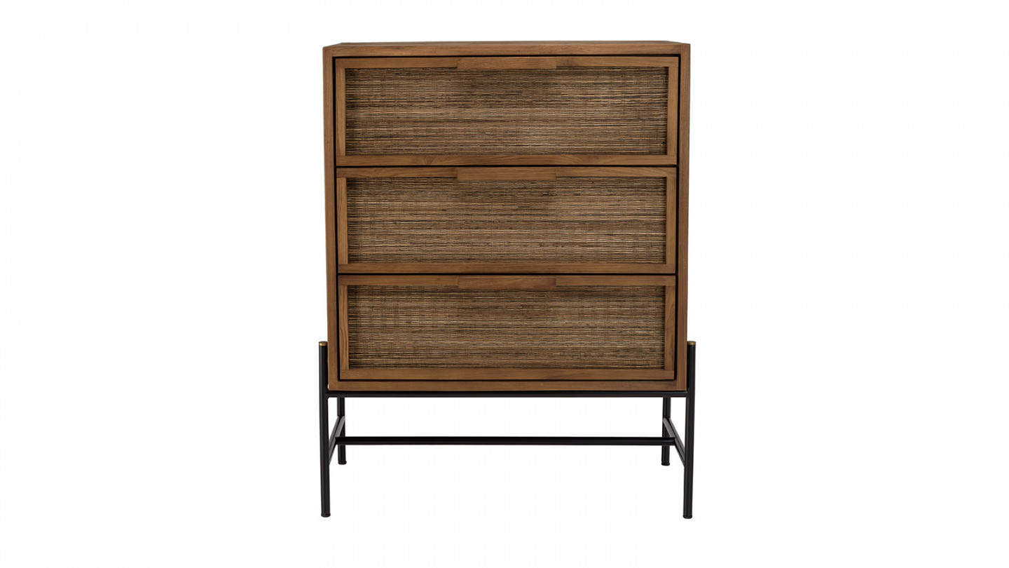 Commode 3 tiroirs en bois de teck recyclé SIXTINE