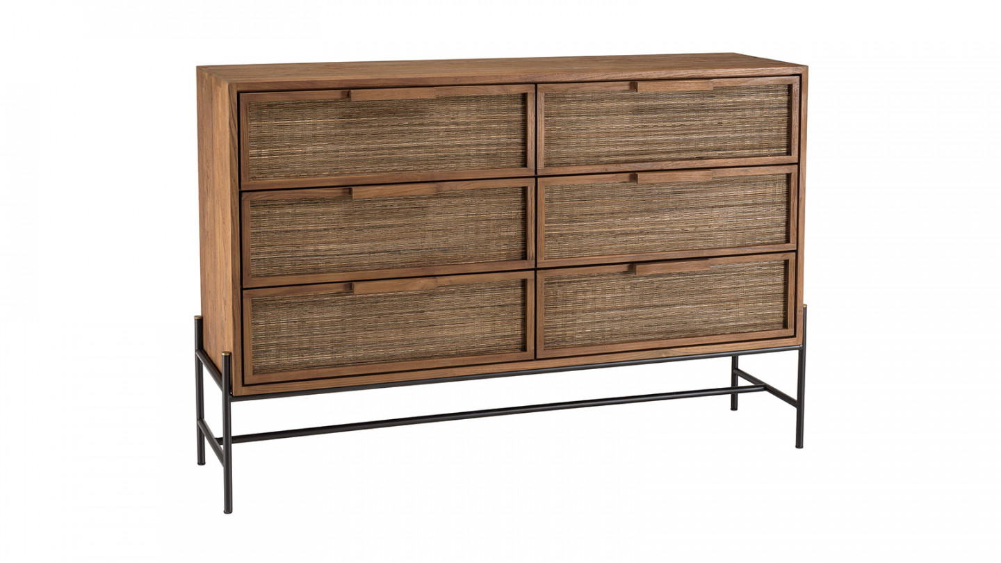 Commode 6 tiroirs en bois de teck recyclé SIXTINE