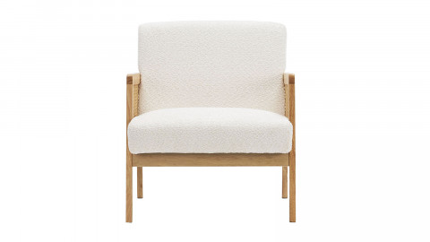 Fauteuil en cannage et tissu bouclé beige - Mani