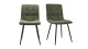 Lot de 2 chaises de salle à manger en velours côtelé vert, piètement noir - Iggy