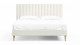 Lit adulte 140x190 en tissu bouclé beige avec tête de lit matelassée - Eliot