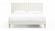 Lit adulte 140x190 en tissu bouclé beige avec tête de lit matelassée - Eliot