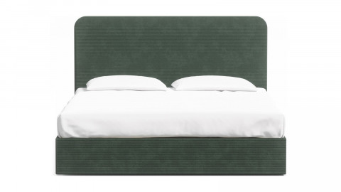 Lit adulte 160x200 en velours côtelé vert avec tête de lit - Enzo
