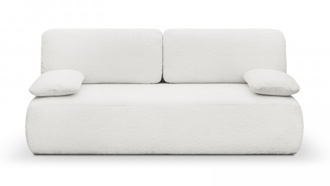 Canapé convertible 3 places avec coffre de rangement en tissu bouclette beige - Gemma