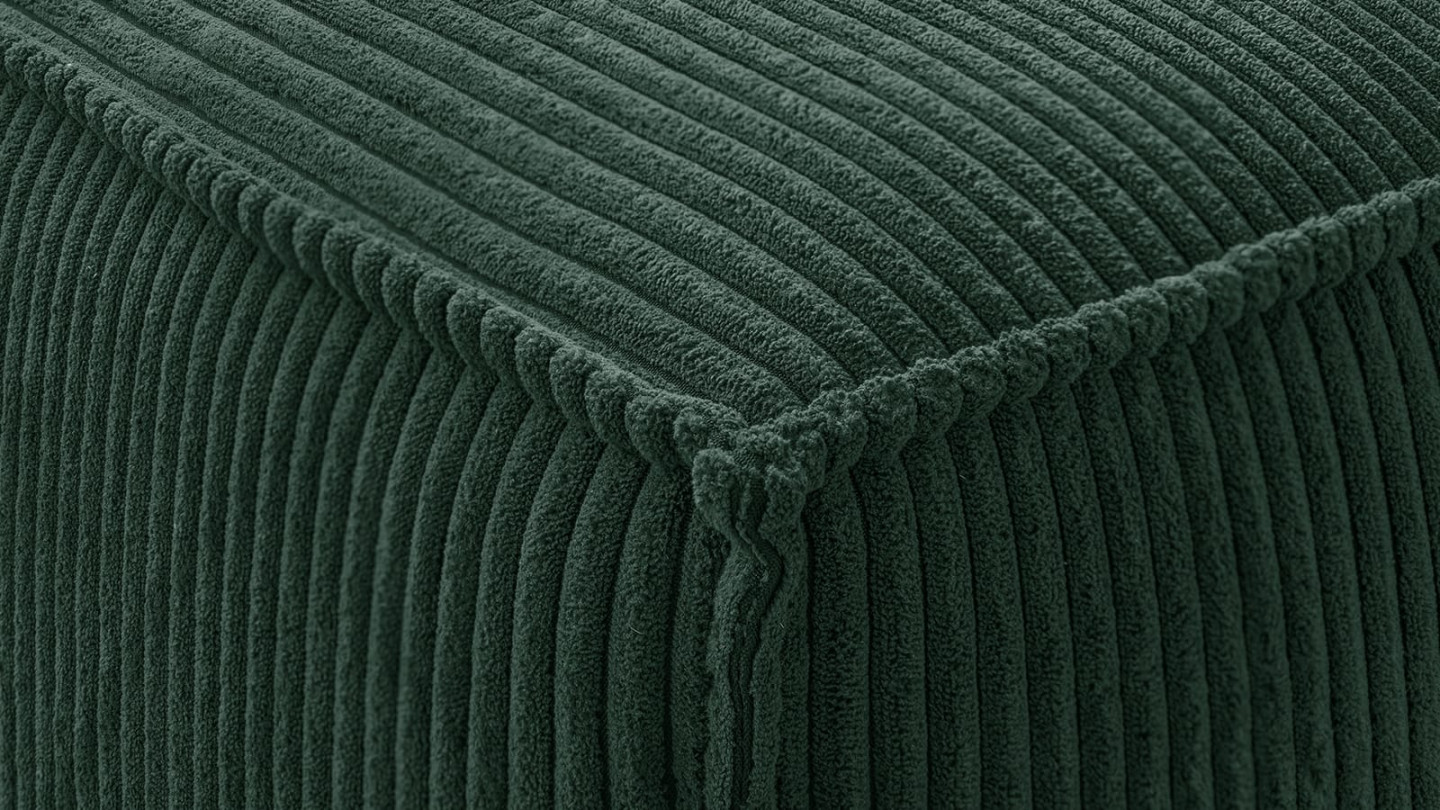 Pouf en velours côtelé vert forêt - Harper