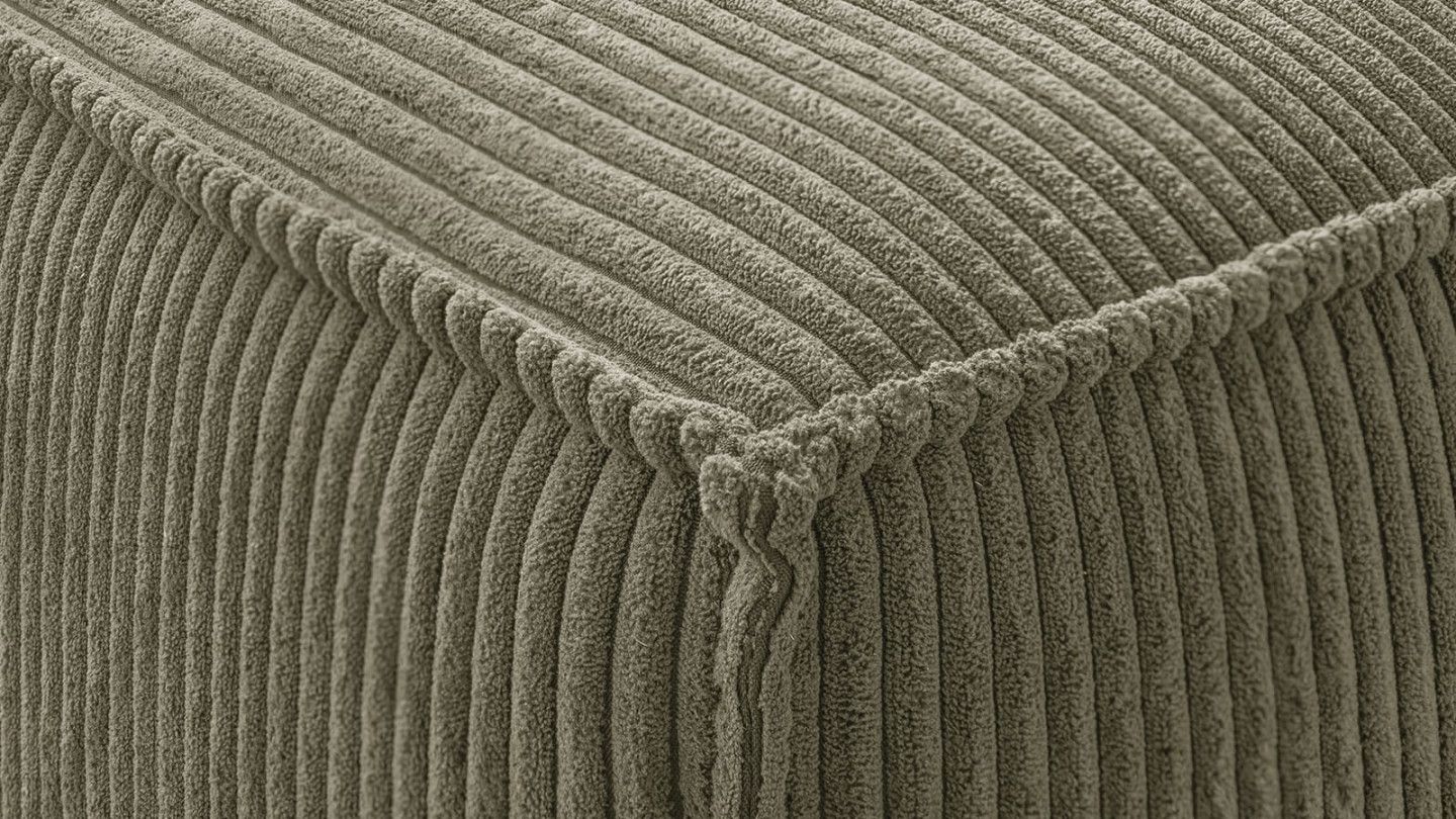 Pouf en velours côtelé vert kaki - Livia