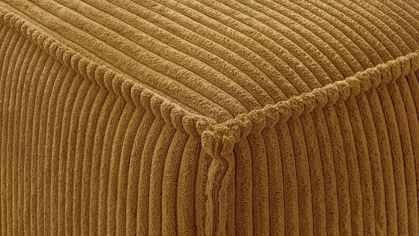 Pouf en velours côtelé jaune moutarde - Livia