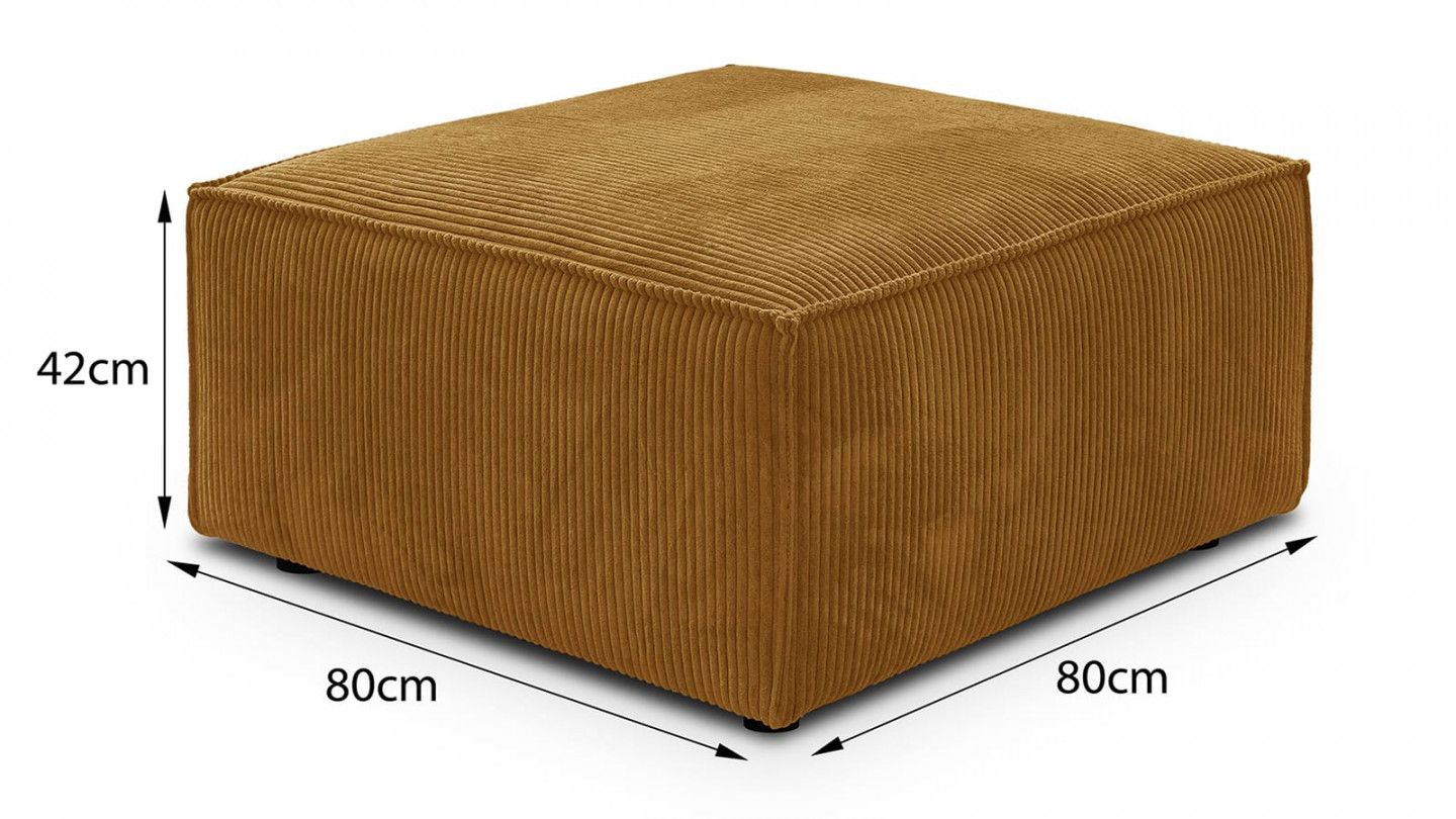 Pouf en velours côtelé jaune moutarde - Livia