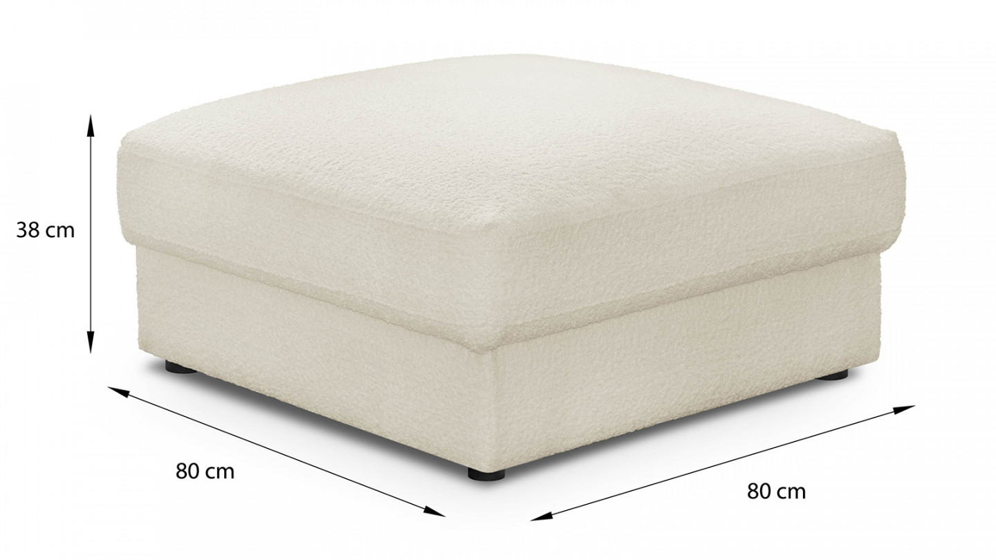 Pouf en tissu bouclette écru - Robin
