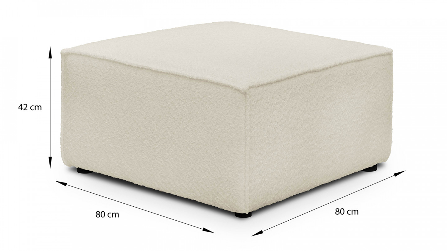 Pouf en tissu bouclette écru - Harper