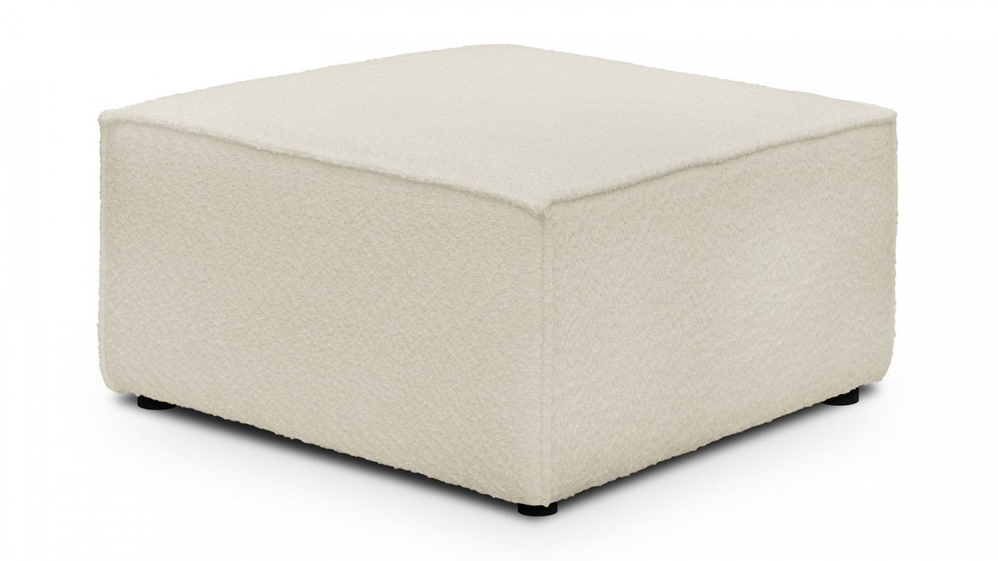 Pouf en tissu bouclette écru - Harper