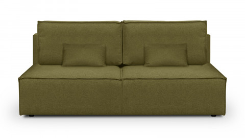 Canapé convertible 3 places avec coffre de rangement en tissu vert olive - Milla