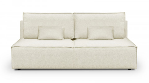 Canapé convertible 3 places avec coffre de rangement en tissu beige - Milla