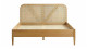 Lit adulte 160x200 en placage chêne avec tête de lit en bois massif et cannage naturel - Leonie