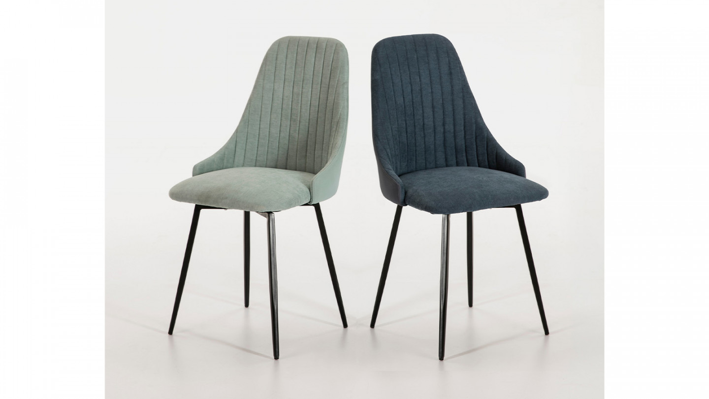 Lot de 2 chaises pivotantes en tissu bleu turquoise - Baia