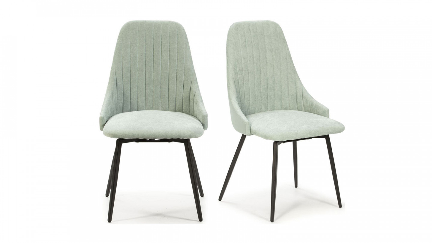 Lot de 2 chaises pivotantes en tissu bleu turquoise - Baia
