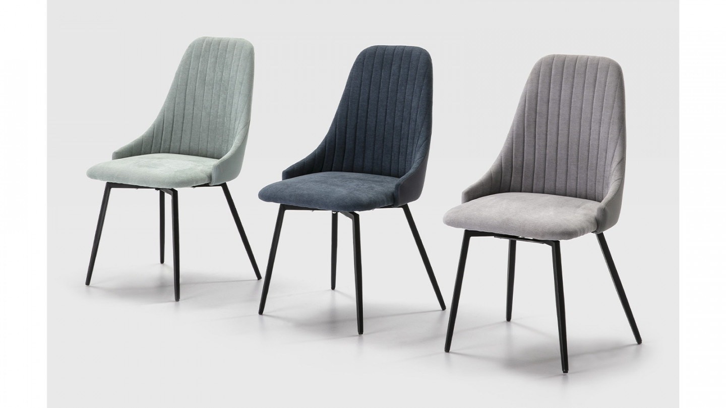 Lot de 2 chaises pivotantes en tissu bleu turquoise - Baia