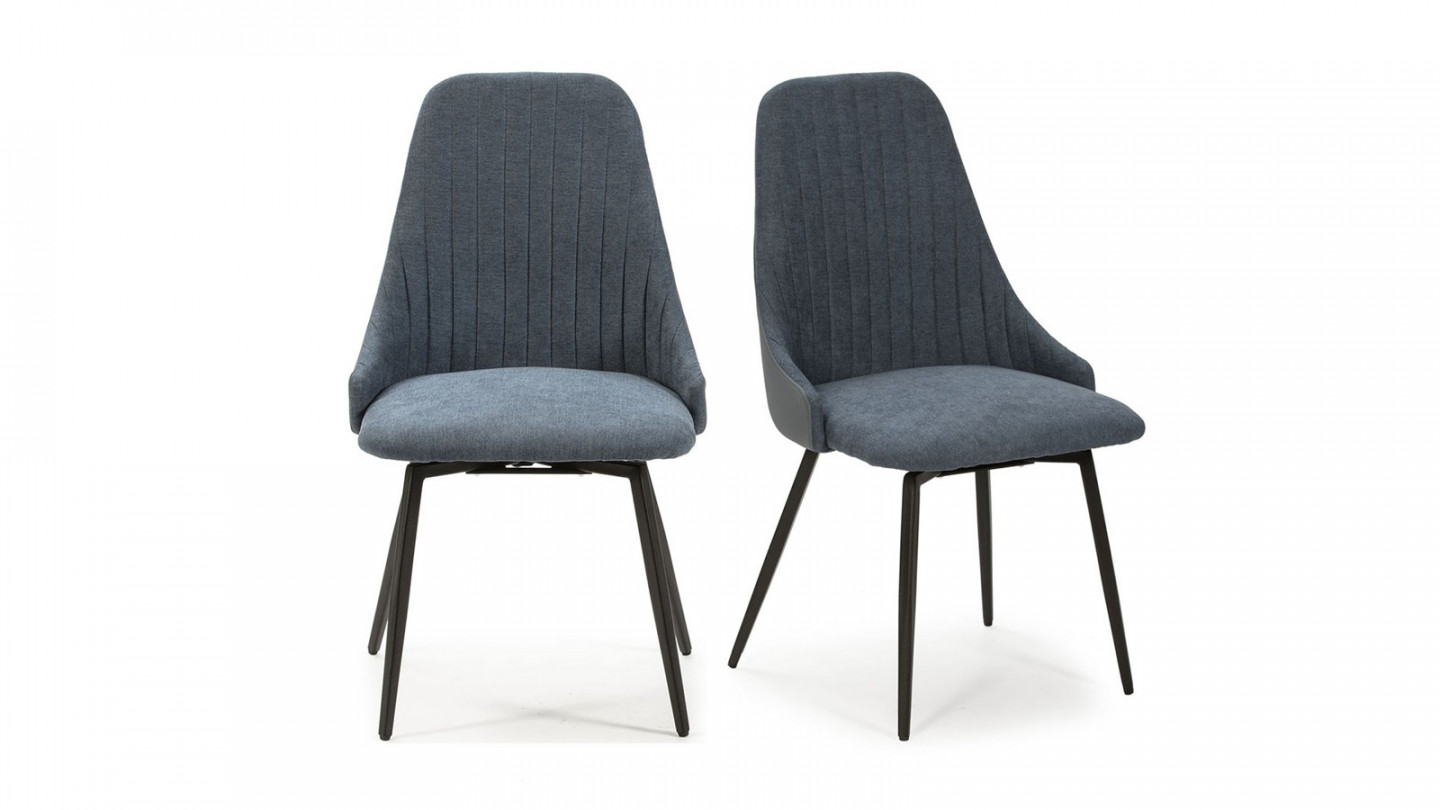 Lot de 2 chaises pivotantes en tissu bleu - Baia