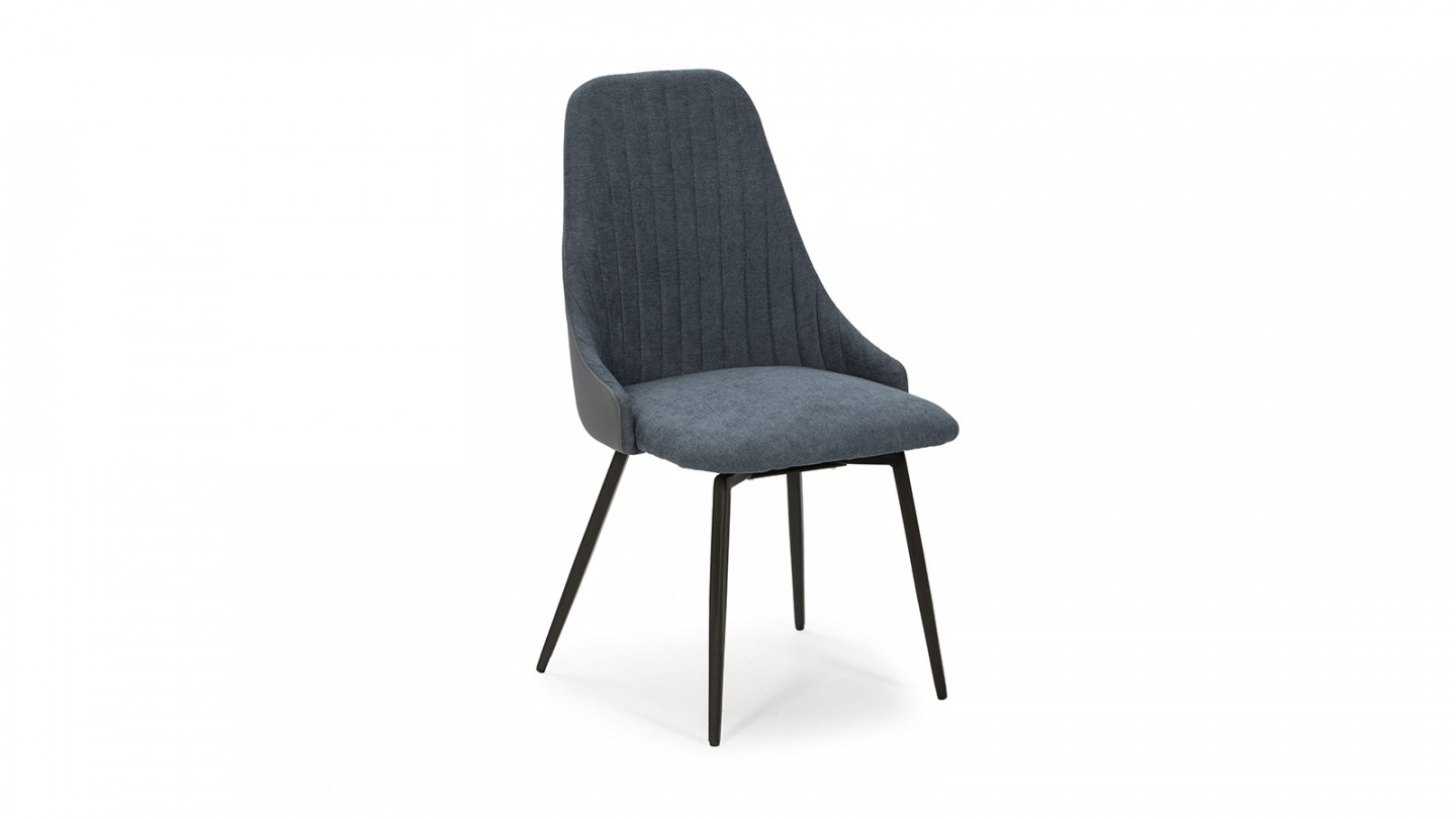 Lot de 2 chaises pivotantes en tissu bleu - Baia