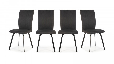 Lot de 4 chaises en tissu gris foncé - Lonni
