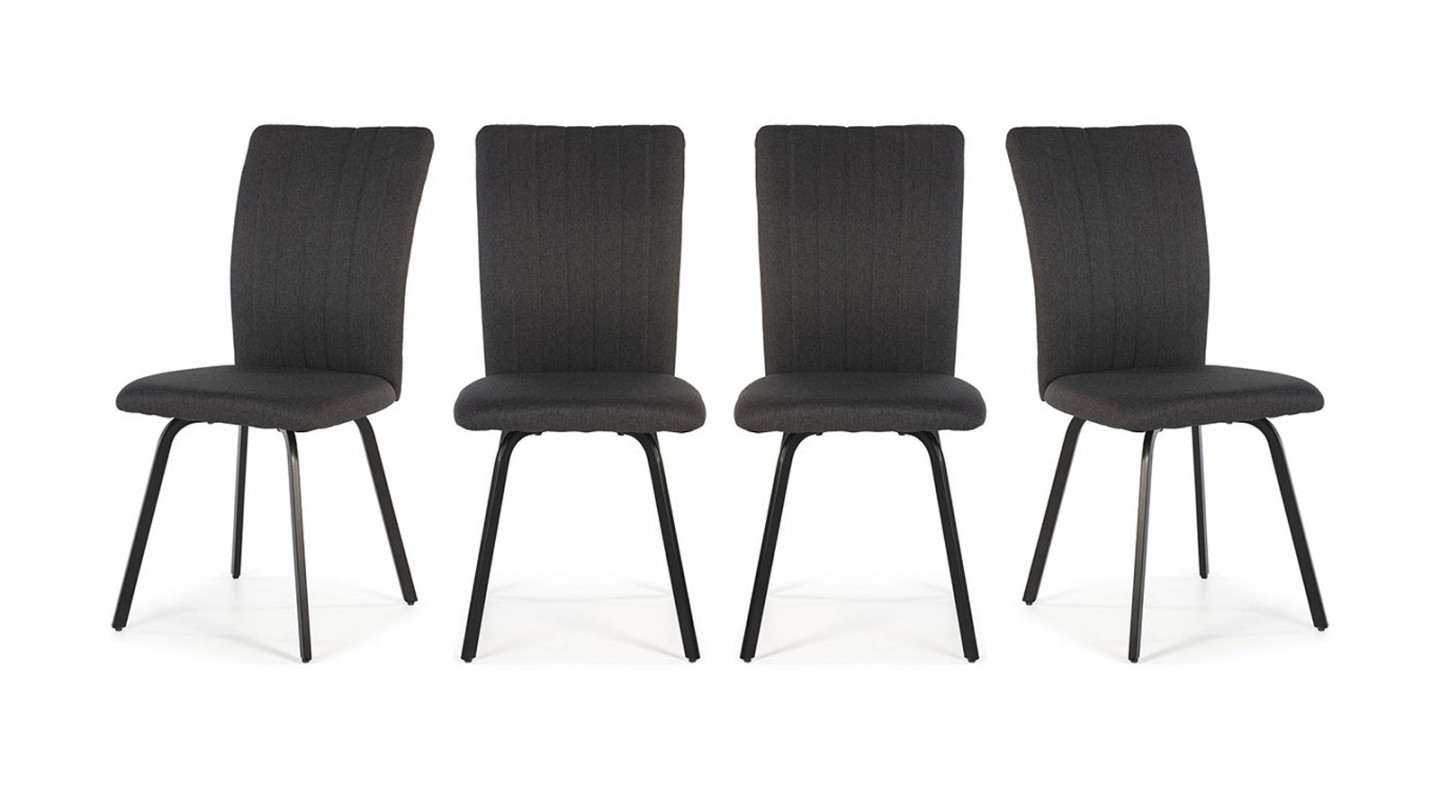 Lot de 4 chaises en tissu gris foncé - Lonni