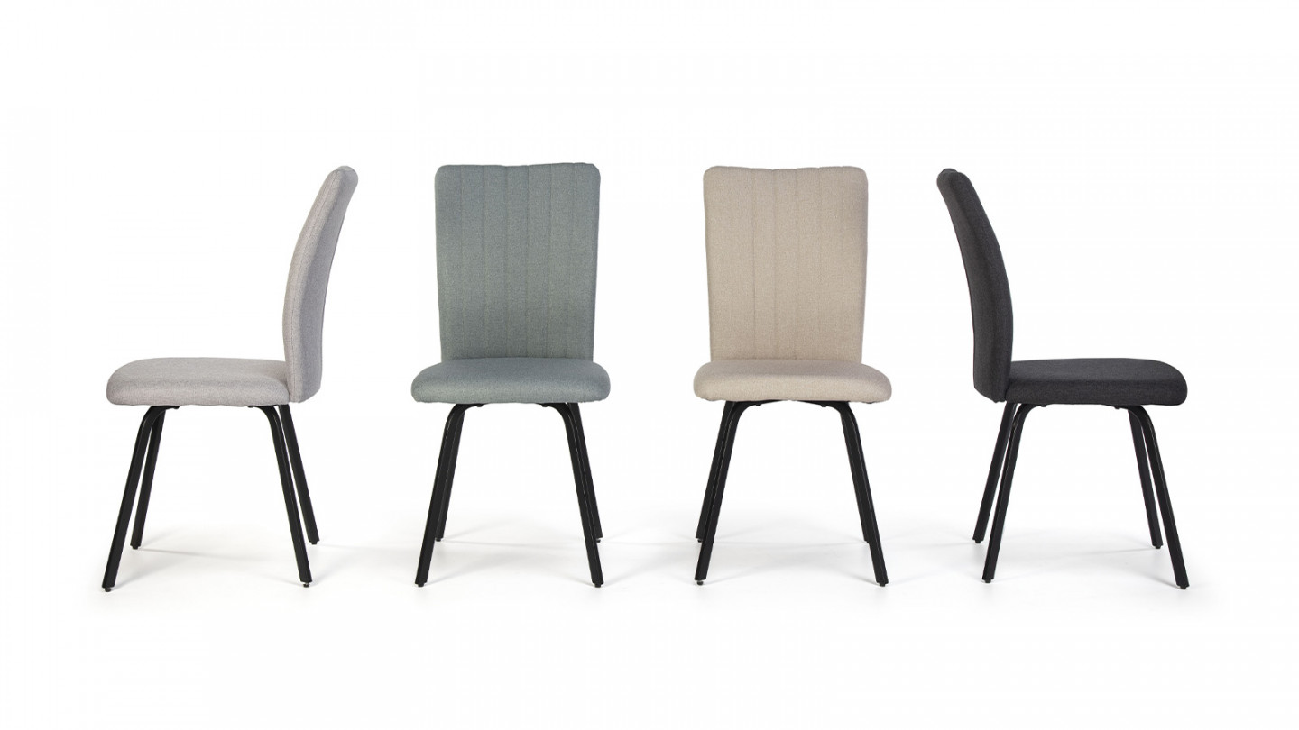 Lot de 4 chaises en tissu gris foncé - Lonni