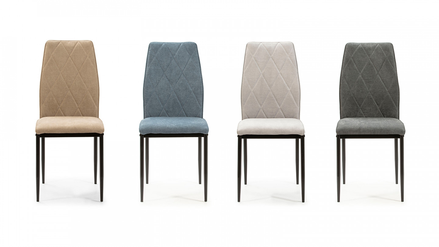Lot de 4 chaises en tissu gris clair - Malo