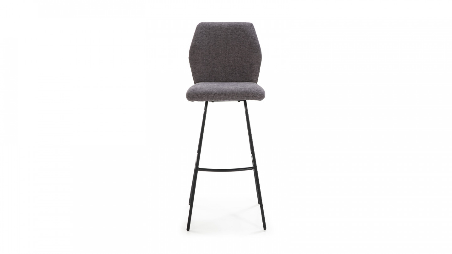 Lot de 2 tabourets de bar en tissu gris foncé et simili cuir 75 cm - Garance