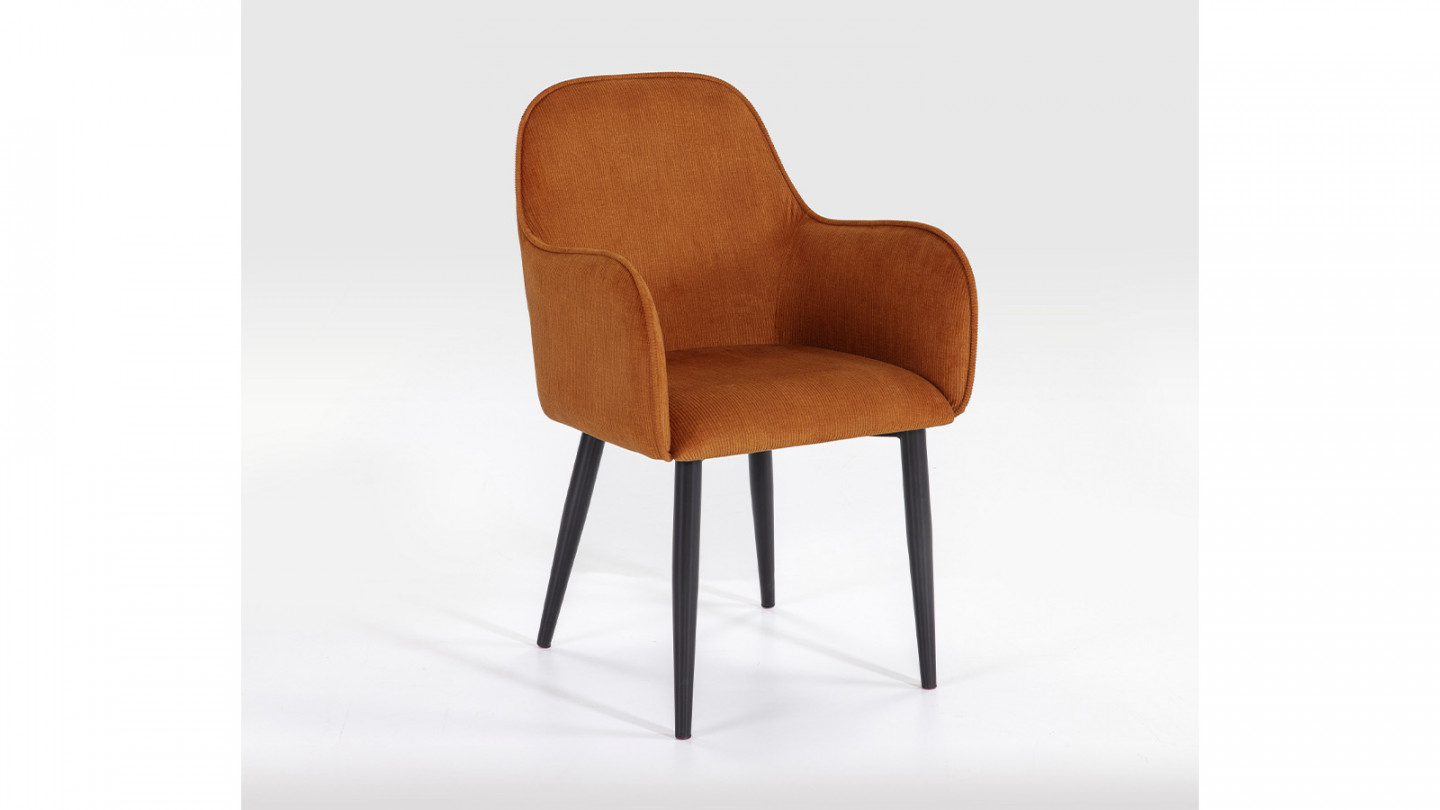 Lot de 2 fauteuils de salle à manger en velours côtelé rouille - Archie