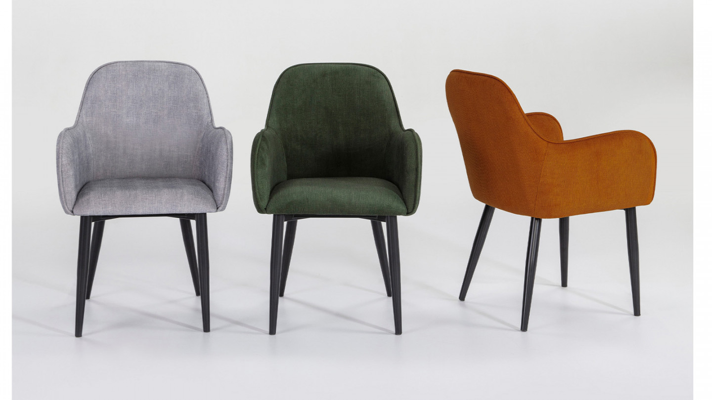 Lot de 2 fauteuils de salle à manger en velours côtelé rouille - Archie