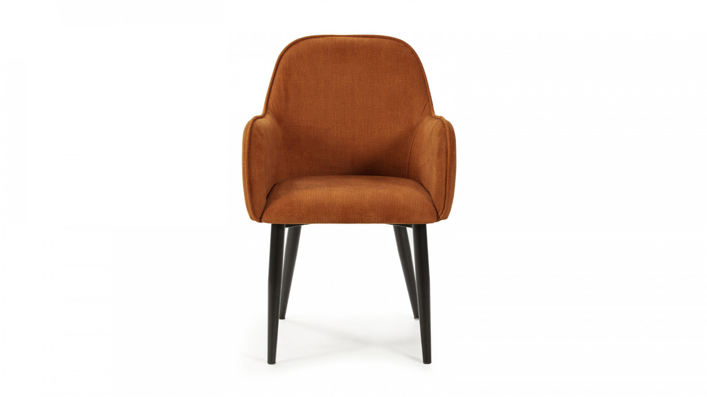 Lot de 2 fauteuils de salle à manger en velours côtelé rouille - Archie