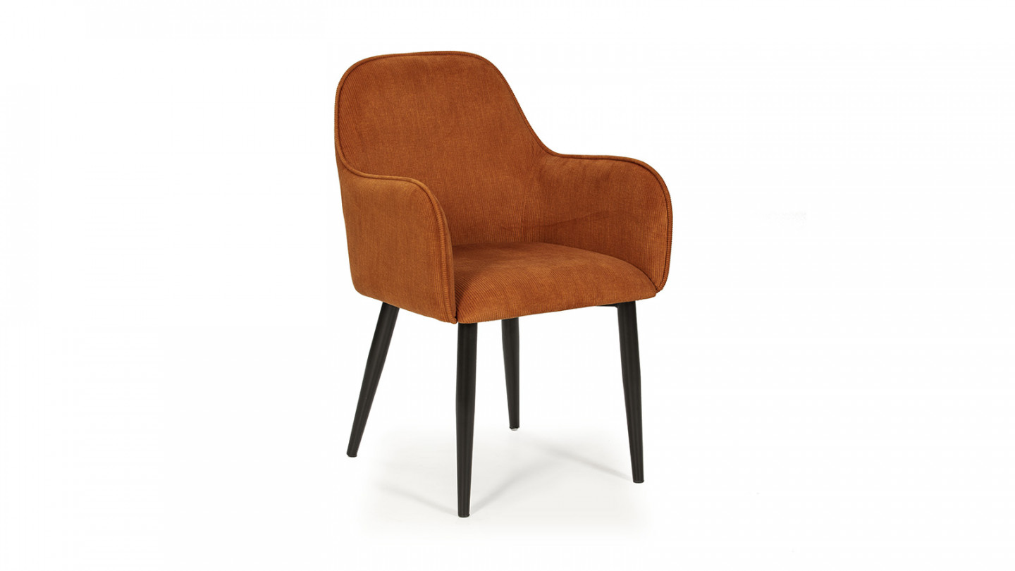Lot de 2 fauteuils de salle à manger en velours côtelé rouille - Archie
