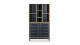 Bibliothèque 2 portes 7 niches noir / effet bois 90 cm - Rosa