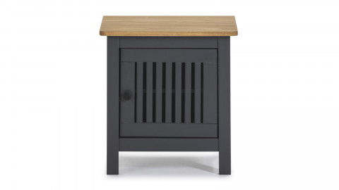 Table de chevet 1 porte en pin massif gris anthracite - Fabia