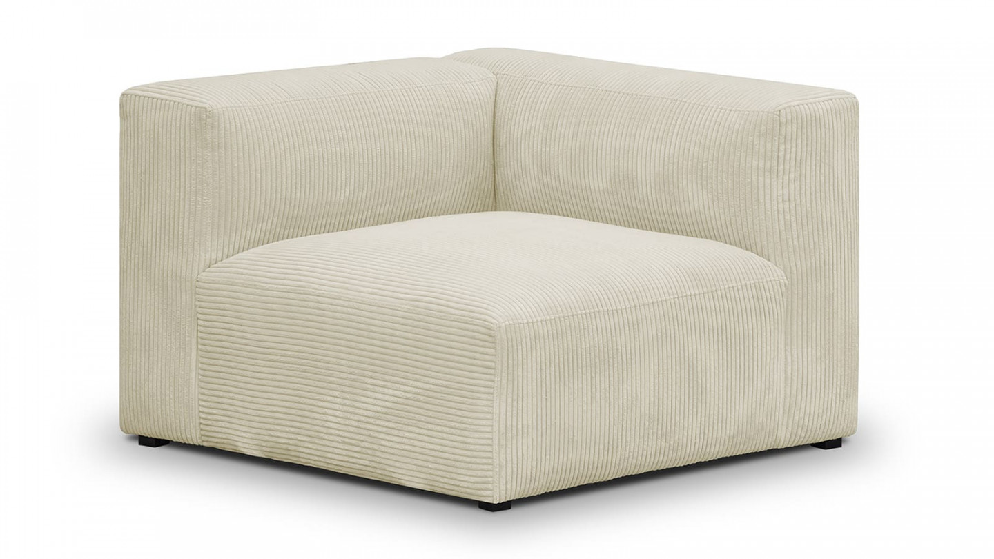 Chauffeuse d'angle à droite modulable en velours côtelé beige - Modulo
