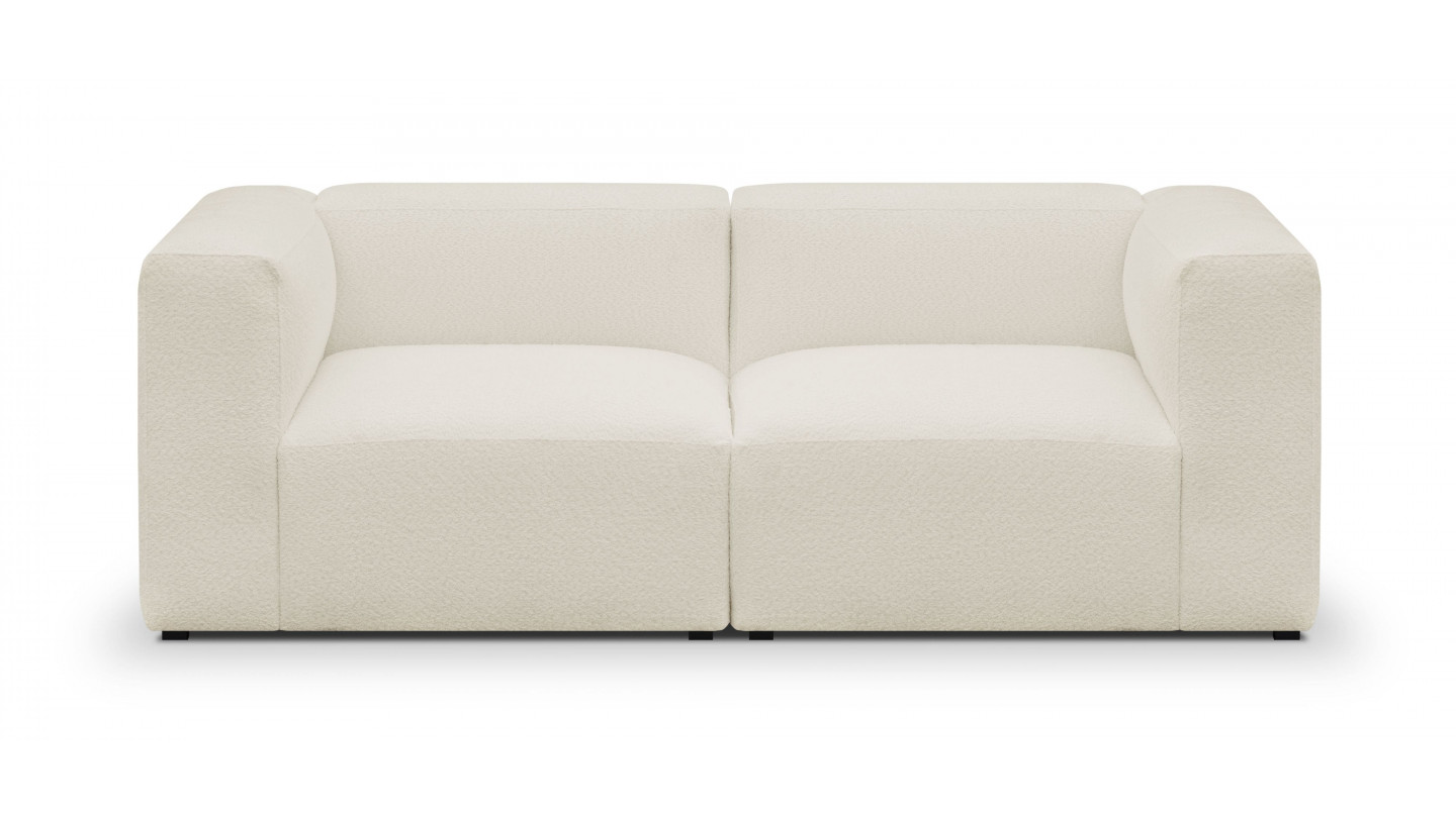 Canapé modulable 3 places en tissu bouclette écru - Modulo