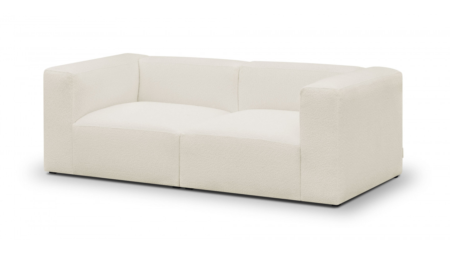 Canapé modulable 3 places en tissu bouclette écru - Modulo