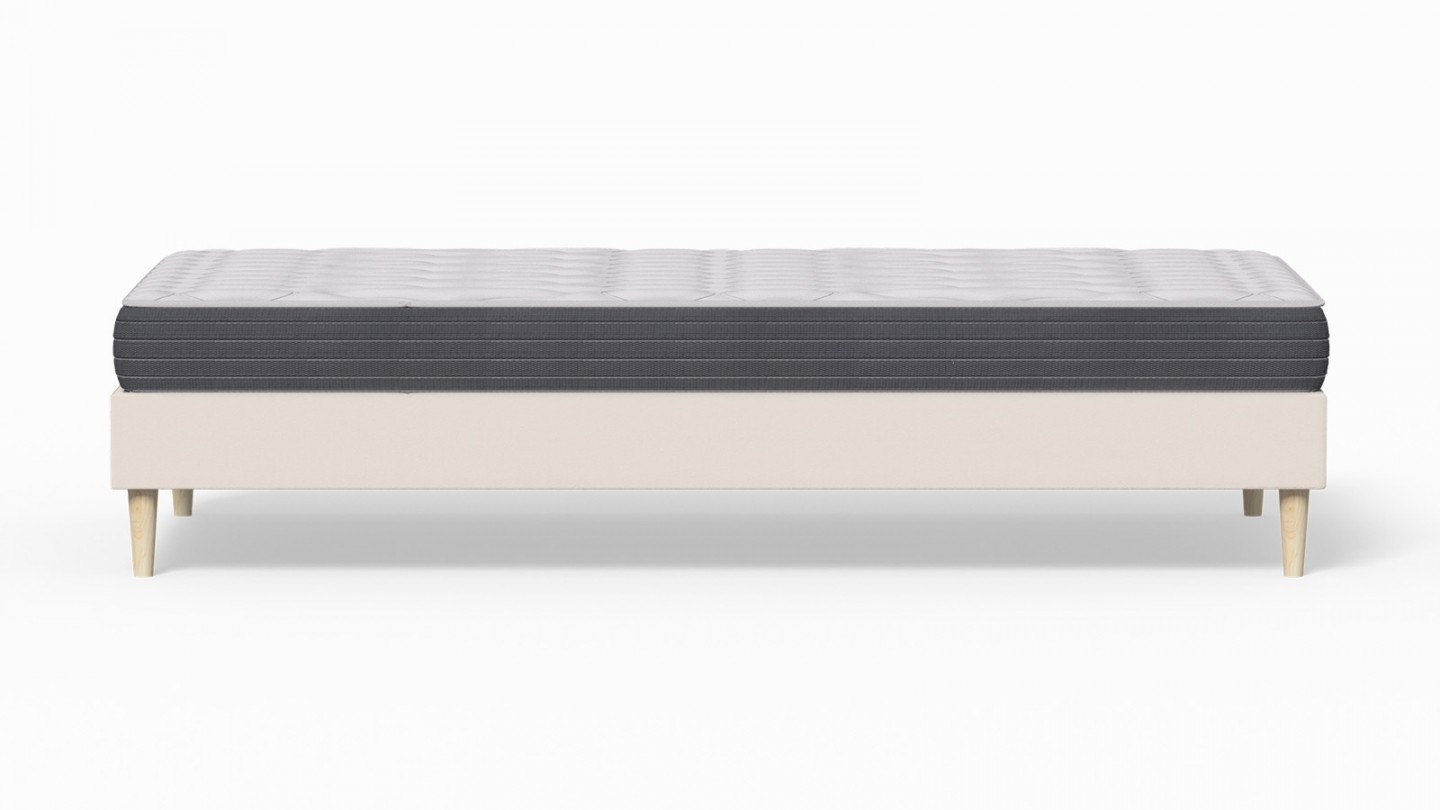 Ensemble lit adulte 90x190 cm en velours beige Dina + Matelas mémoire de forme Memo HR