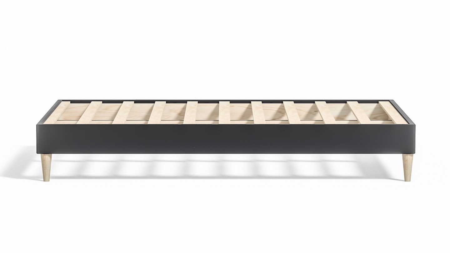 Ensemble lit adulte 180x200 cm en velours gris anthracite Dina + Matelas mémoire de forme Memo HR