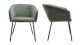 Lot de 2 fauteuils de table en velours côtelé vert, piètement noir - Swann