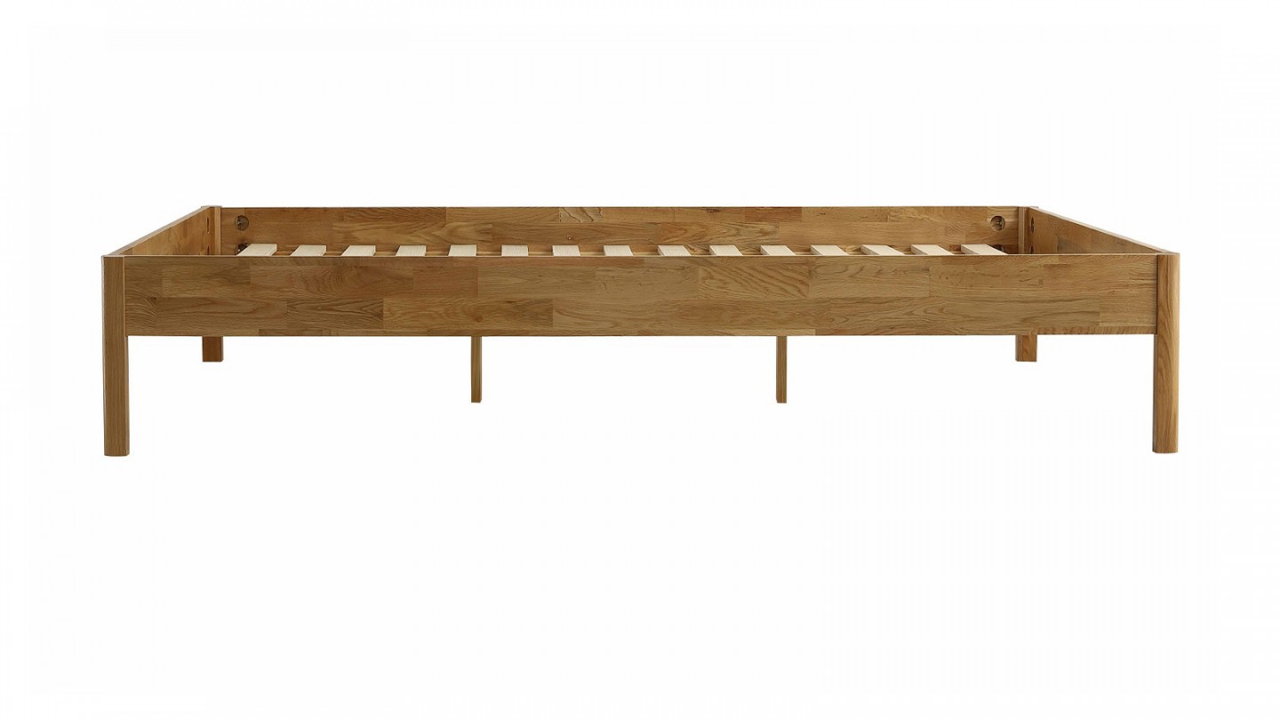 Ensemble lit adulte 180x200 cm en chêne massif Aina + Matelas mémoire de forme Memo HR