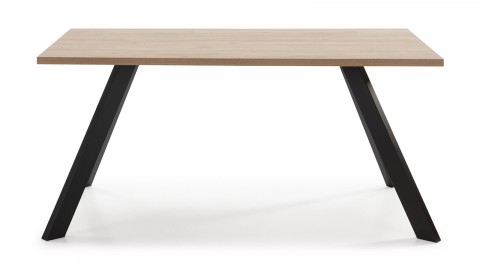 Table à manger rectangulaire effet bois et noir 6 personnes 160 cm - Zack