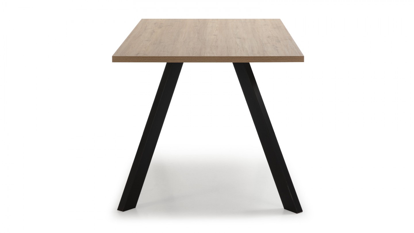 Table à manger rectangulaire effet bois et noir 6 personnes 160 cm - Zack