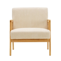 Fauteuil en velours beige